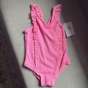 Primark Pink Ribbed One Piece Swimsuit with Ruffles